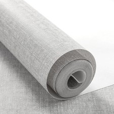 Plain Grey Wallpaper Linen Effect Textured Non-woven Fabric Wall Paper 9.5M/Roll