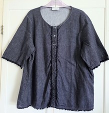 MARINA RINALDI~FAB BLUE COTTON LINEN DENIM STYLE TUNIC BLOUSE, TOP~SIZE 18~VGC