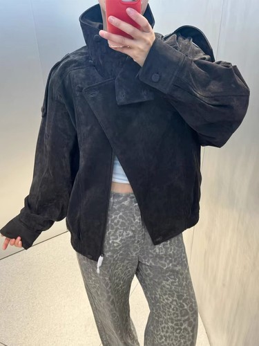 Zara 100 suede leather biker - 100%,