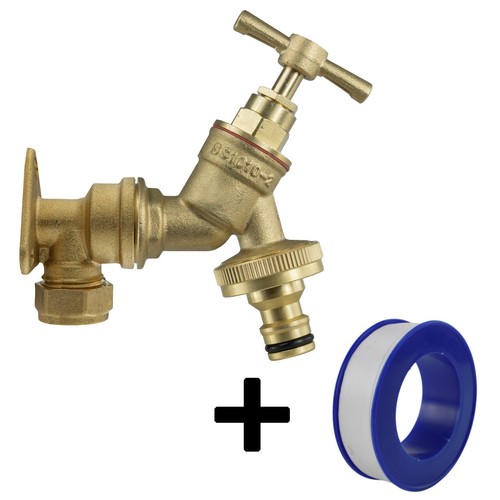Outside brass tap wall - brass, 1/2"