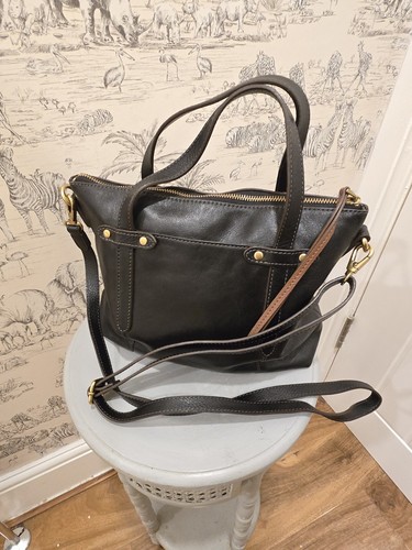 Fossil black leather handbag - black,