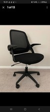Office Desk Chair, Flip-Up Armrests, Saddle Cushion, Ergonomic S-Shaped Backrest