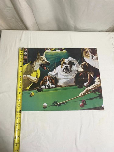 Vintage dogs playing pool tin - playing,