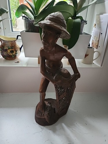 Antique wooden fisherman - wooden,