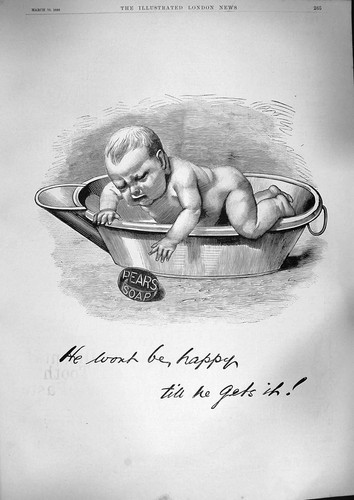 Original old antique print - old,