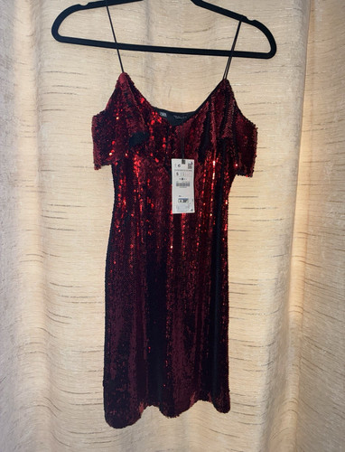 Zara red sequin slip dress - zara,
