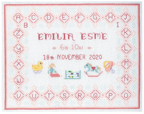 Birth sampler pinks - pinks,