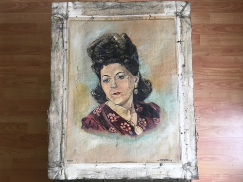 Vintage oil portrait c1940s - vintage,