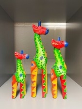 Painted Wooden Giraffe Statues