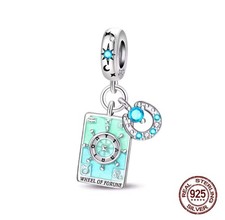 'The Wheel Of Fortune' Tarot Card Charm S925 Silver + FREE BRACELET UK Seller