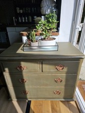 ☆ Beautiful Boho Wooden Rustic Vintage Drawers Painted Olive Green - DELIVERY ☆