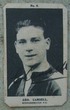 Rare George Camsell (Middlesbrough) Signed Barratt Card 1925 era