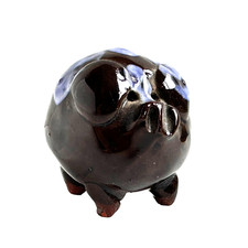 Glazed Studio Pottery Brown Black and Blue Pig Small Ornament, Aprox 4cm, EUC