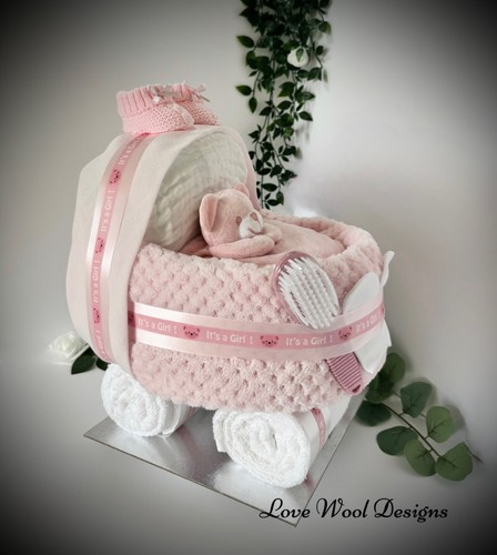 Nappy cake pram baby girl - nappy,