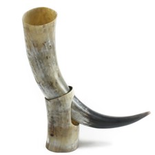 Ox Horn Viking Drinking Horn Beer Mug With Horn Stand | 17 ? 21 Inches in Length