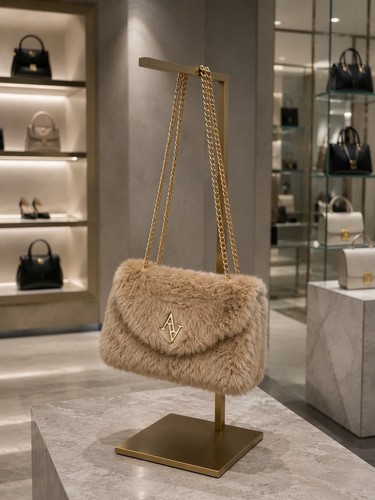 Shoulder fluffy bag beige