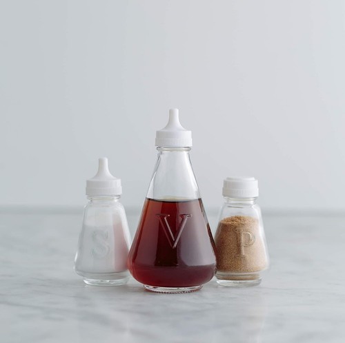 Glass salt pepper vinegar - salt,
