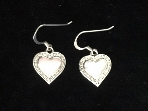 Silver heart drop - silver, earrings