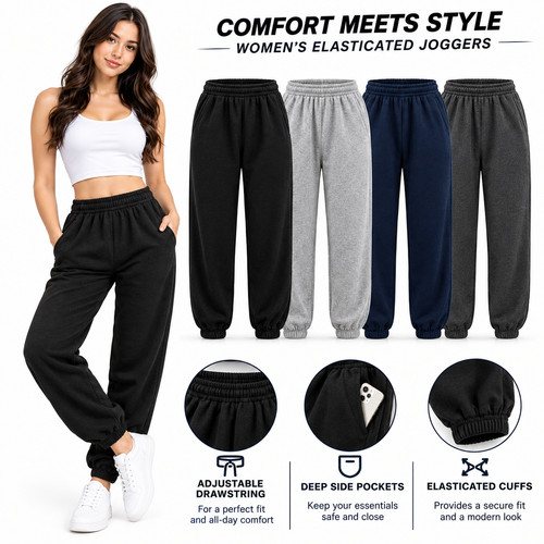 Womens elasticated joggers - womens,
