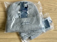 Jack Wills Beanie Hat & Glove Set Rib Knit Unisex Grey Warm Stylish New With Tag