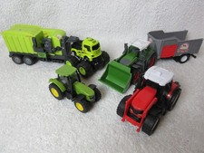 Bundle of 3 Toy Tractors/ Diggers, a Trailer, and a Dustbin/ Lorry