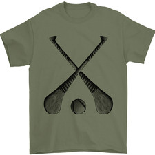 Hurling Bats and Ball Mens T-Shirt 100% Cotton
