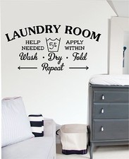 Laundry Room - Wall Art Sticker, Decal Mural, Kitchen, Utility Room. wash, dry, 