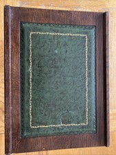 Folding Wooden Lectern / Reading Table – Green Leather Inlay & Gold Detailing