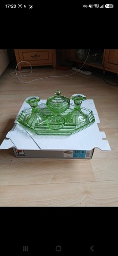 Vintage green pressed glass - green,