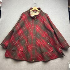 JOULES Tweed Cape Womens L Red CAROLYN Wool Check Plaid Poncho Pockets Relaxed