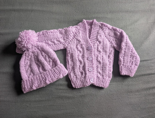 Lilac newborn hand knitted - lilac,