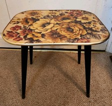 Arnold Design Floral Plant/Lamp Table 60s Mid Century  Atomic Dansette Legs [C3]