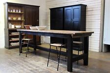 Huge Old Czech Oak topped Kitchen Island/Workbench Salvage Industrial Mill Table