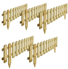 5x Wooden Picket Fence Border