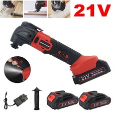 21V 6 Speeds Cordless Oscillating Multi Tool Cutting Polishing Tool W/2 Battery