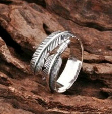 925 Sterling Silver Angel Feather Ring, Adjustable Thumb Finger Ring Gift 