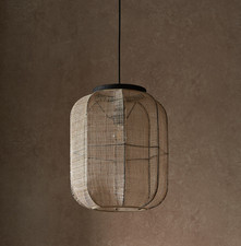 La Redoute Ceiling Light Zane wood natural Woven linen Metal RRP £110 - OPEN BOX