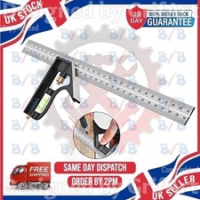 12" COMBINATION SQUARE QUALITY SLIDING ADJUSTABLE SET TRY ENGINEER LEVEL RULER