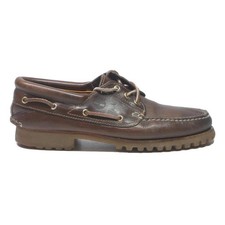 TIMBERLAND Classic Mens Boat Shoes Brown Leather UK 9.5 Casual Deck Footwear