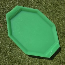 Vintage Art Deco Green Glass Dressing Vanity Table Tray Octagonal 8 Sided 