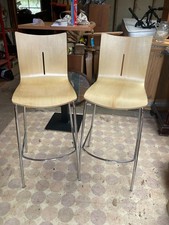 Gresham Brown Wooden Bar Stool Chair with Chrome Legs x 2
