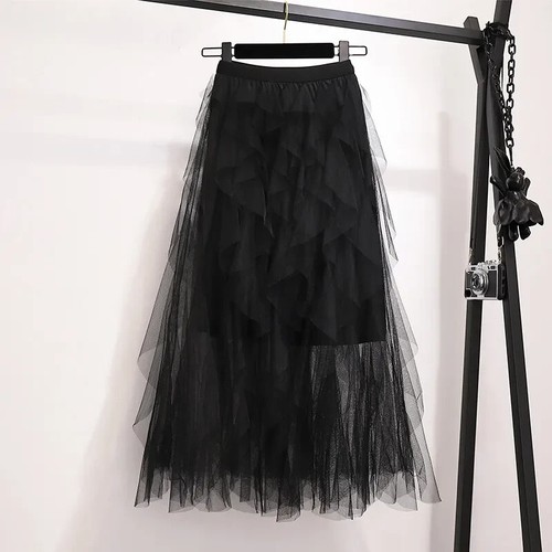 Black soft tulle long avent - soft,