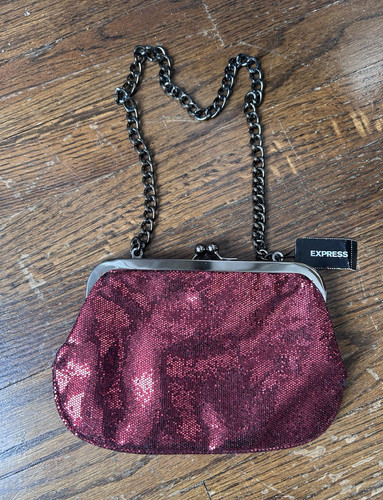 Express red sequin clutch - express,