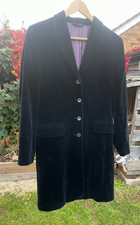 Ladies quality BODEN Black Cotton Velvet Button Coat Size 12 VGC