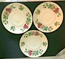 Set of 3 John Maddock & Sons Ltd. Ivory Ware Saucers Montana Floral Pattern