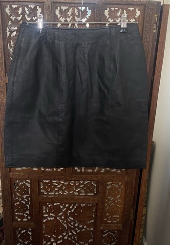 Leather black mini skirt - leather,