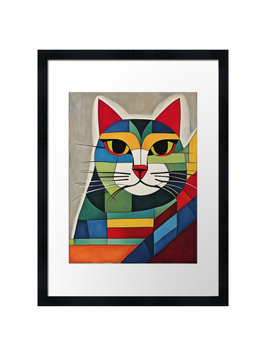 Colorful cubist cat portrait - cubist,