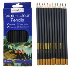 12 Watercolour Pencils Set Artist Drawing Painting Sketching Art Water Colour UK