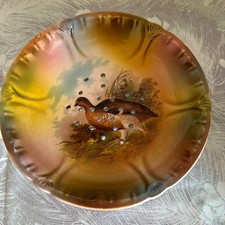 Vintage Drainer Dish. Hand Painted Grouse Pattern, Poss Grindley. c.1930's