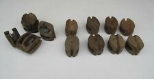 8+4 Vintage nautical marine boat small wooden pulley wheel blocks garden display